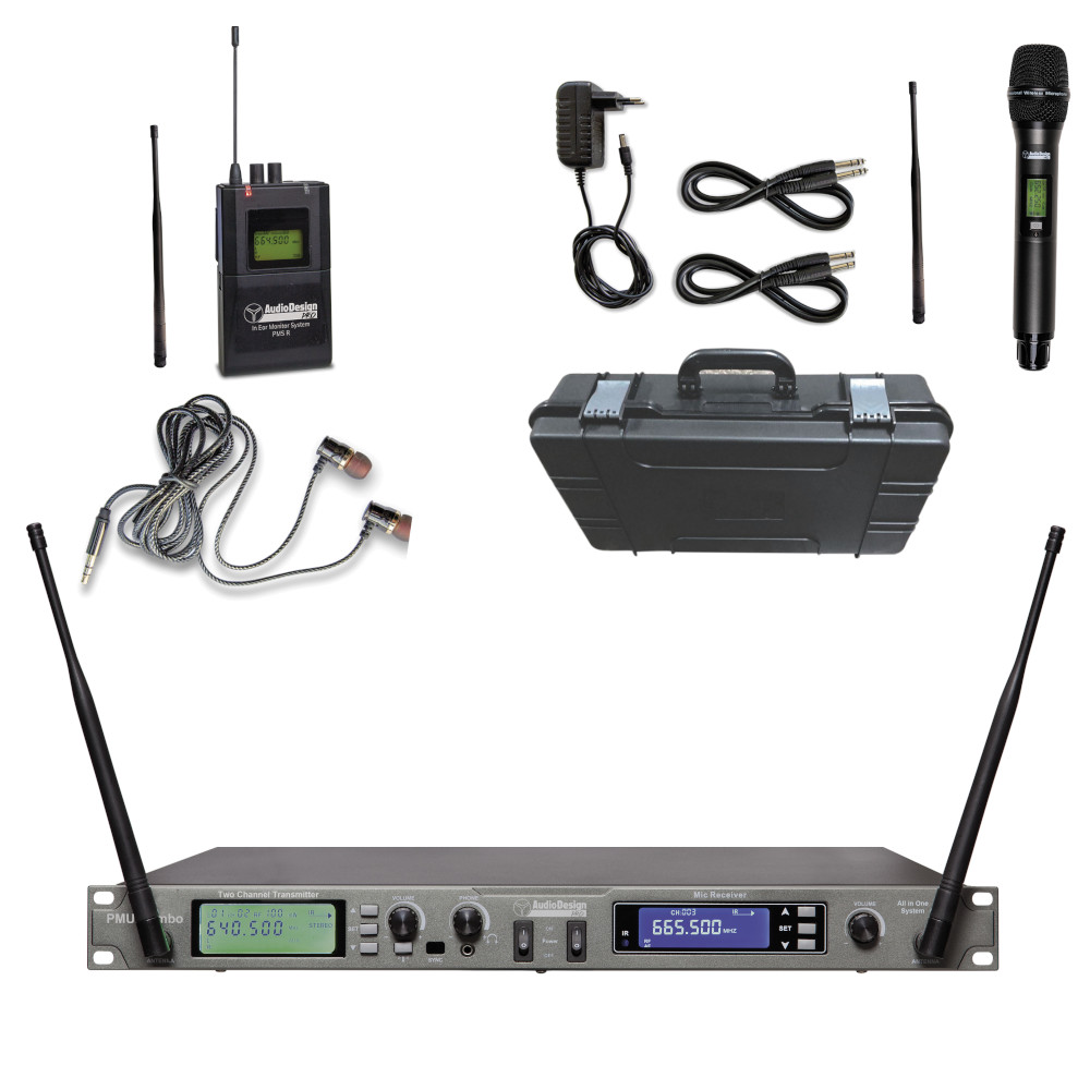Sistema All in One radiomicrofono + In ear system Audiodesign PMU COMBO