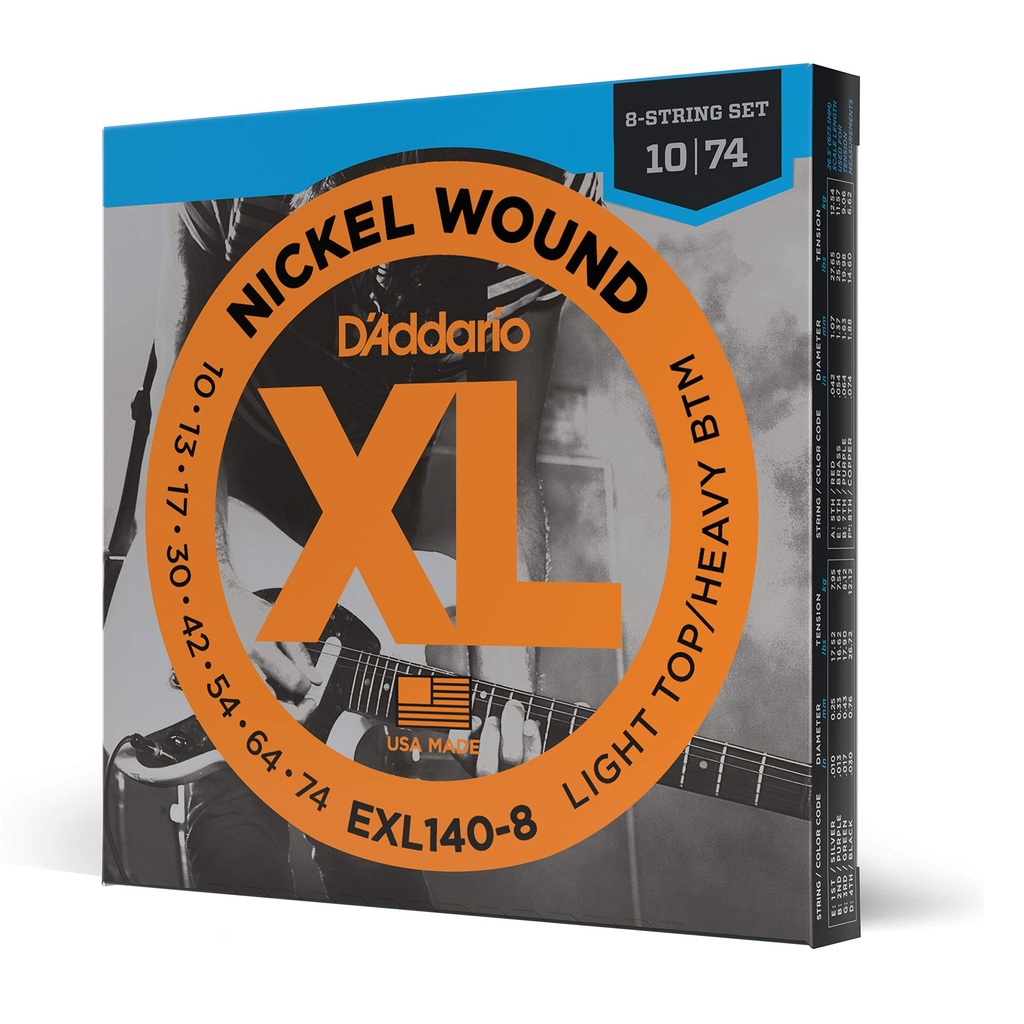 Muta 8 Corde Chitarra Elettrica D'Addario 10-74 EXL140-8