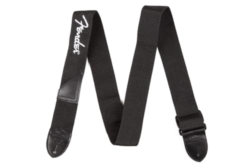 [0990662080] Tracolla Fender Poliestere Nero Logo White