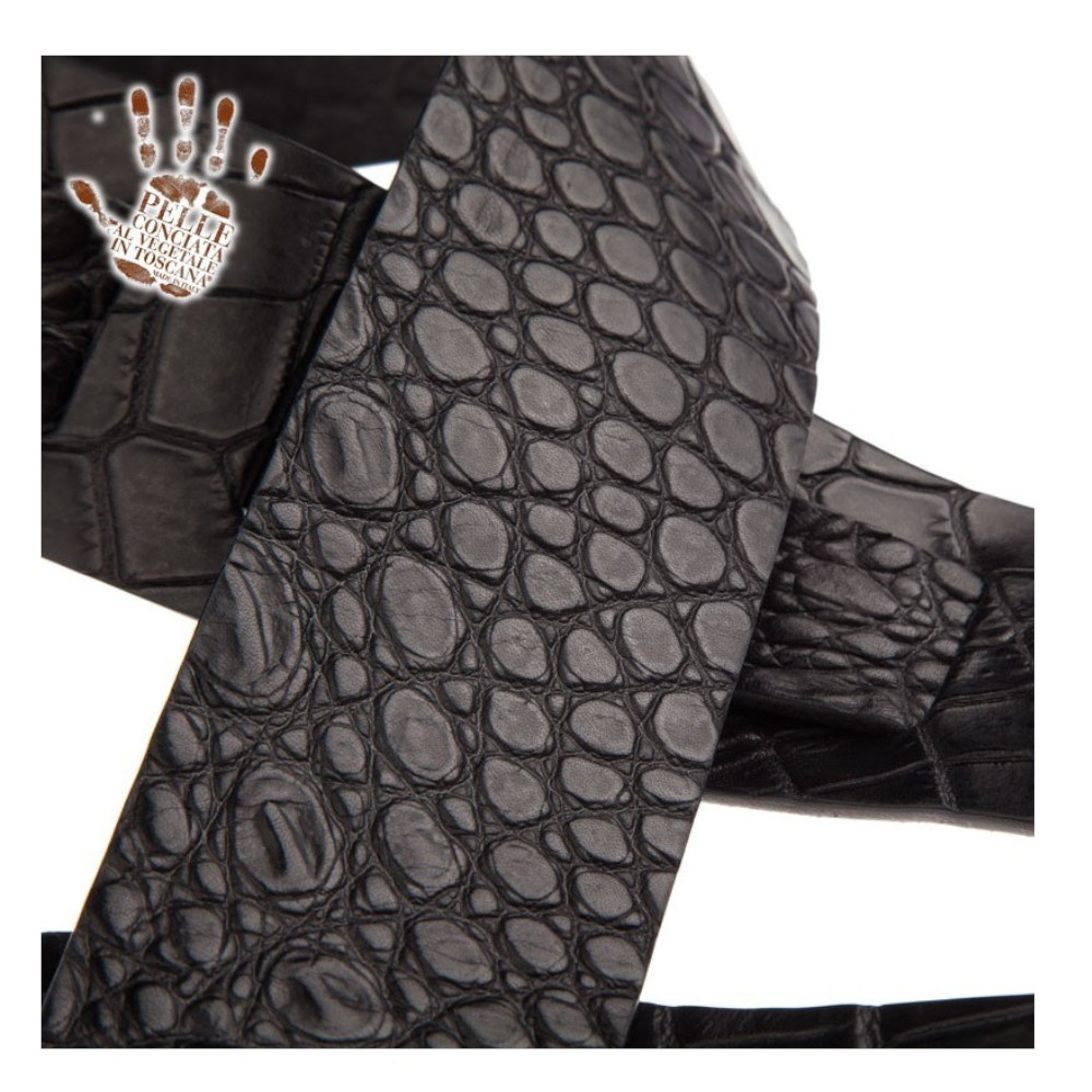 Tracolla Magrabò Holes HC Embossed Cocco Pros Nero 6 cm