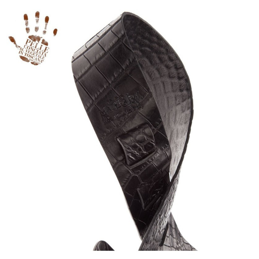 Tracolla Magrabò Holes HC Embossed Cocco Pros Nero 6 cm