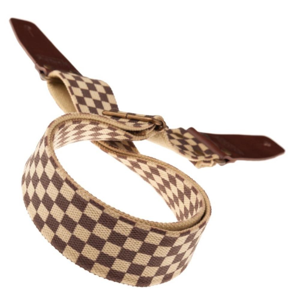 Tracolla Magrabò Stripe SC Retrò Chess 5 cm terminali Marrone fibbia Ottone