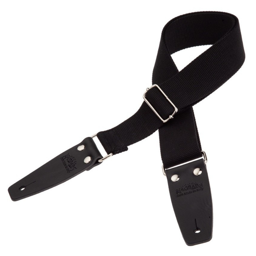 Tracolla Magrabò Stripe SC Entry Nero 5 cm terminali Nero fibbia Argento