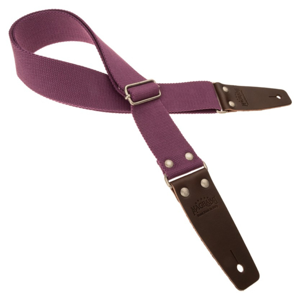 Tracolla Magrabò Stripe SC Entry Prugna 5 cm terminali Marrone fibbia Argento