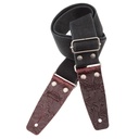 Tracolla Magrabò Stripe SC Entry Olded Nero 5 cm terminali Embossed Flores Bordeaux fibbia Argento Antico