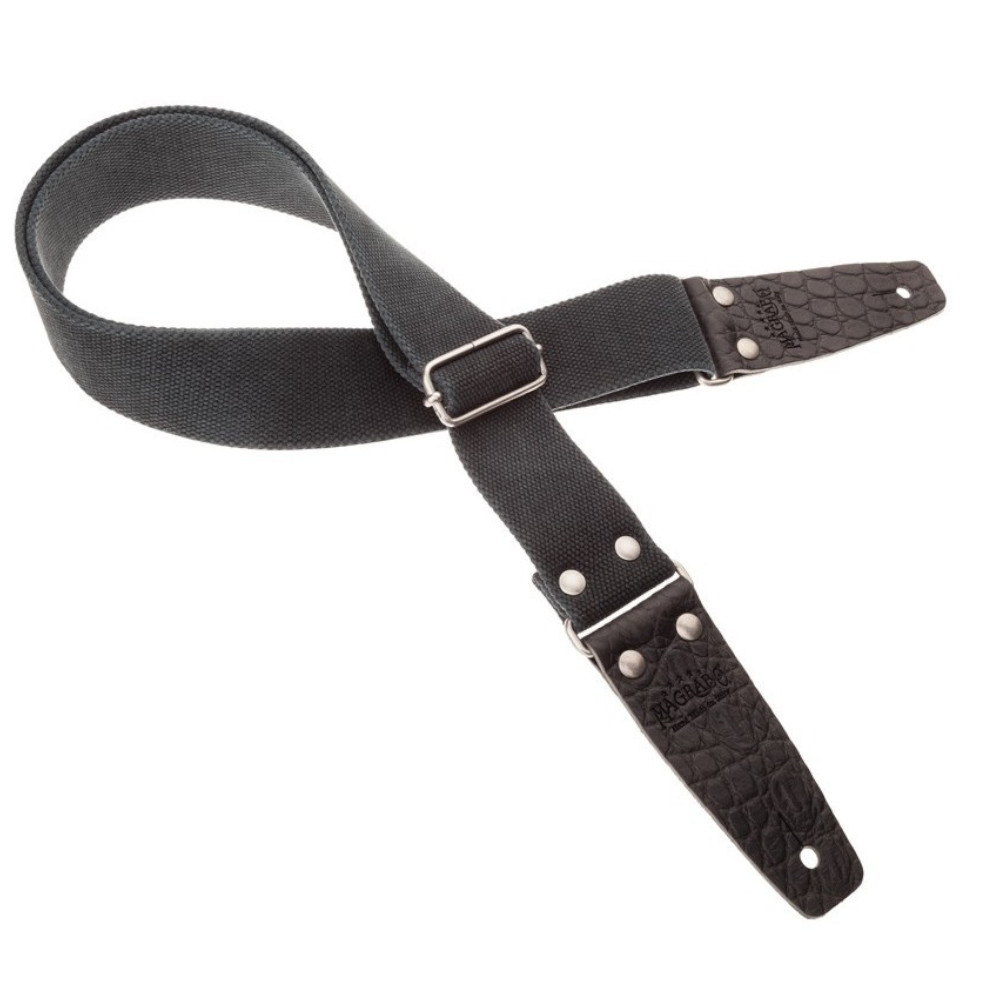 Tracolla Magrabò Stripe SC Entry Olded Nero 5 cm terminali Embossed Cocco Pros Nero fibbia Argento Antico