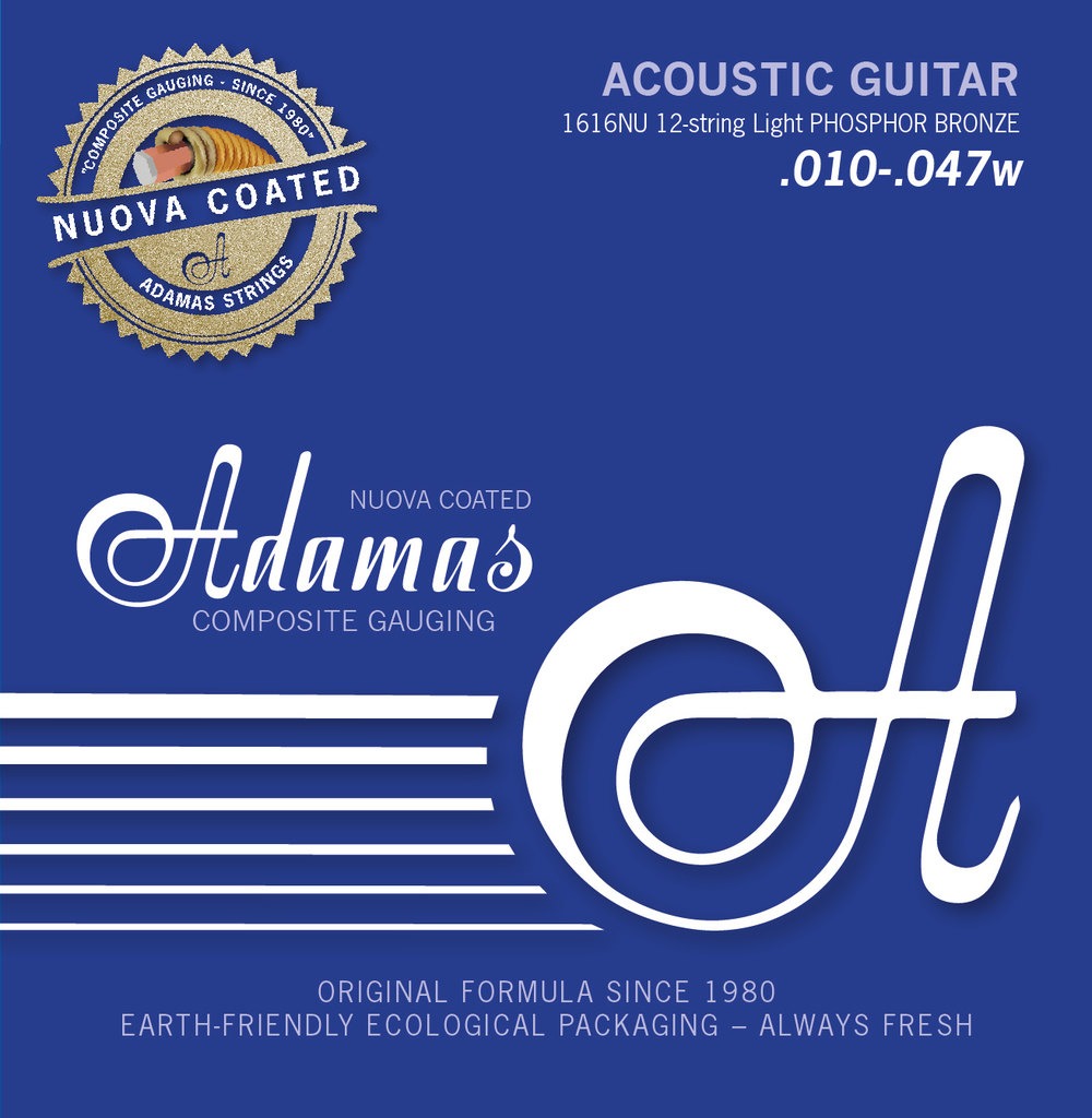 Muta per chitarra acustica 12 corde Adamas 010/047 coated phosphor bronze