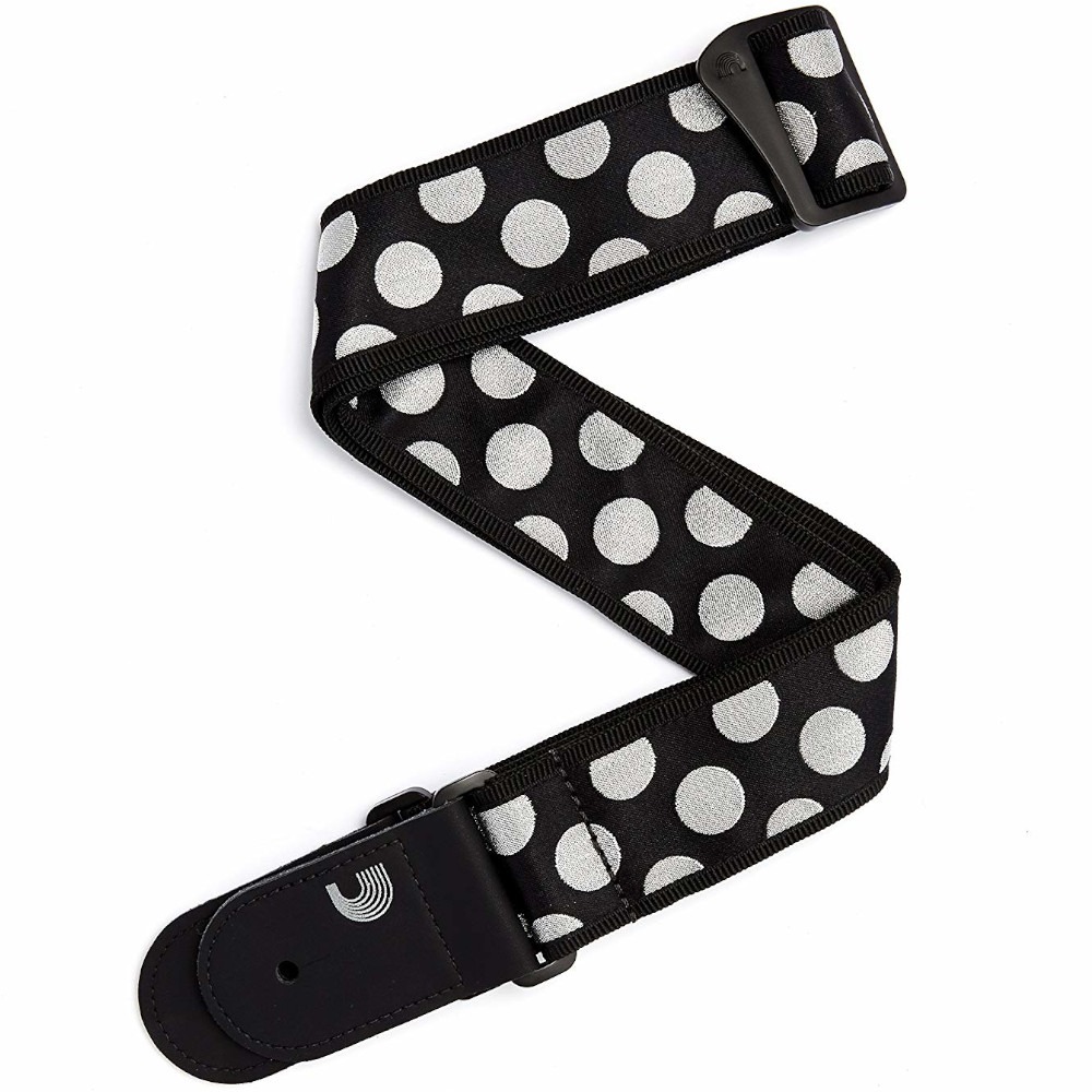 Tracolla D'Addario Large Polka Dot Black Silver dots