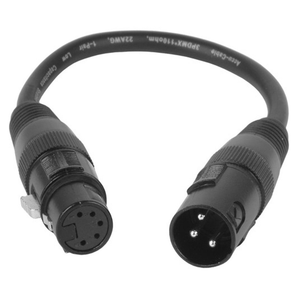 Cavo DMX XLR maschio 3 poli\XLR femmina 5 poli 30cm