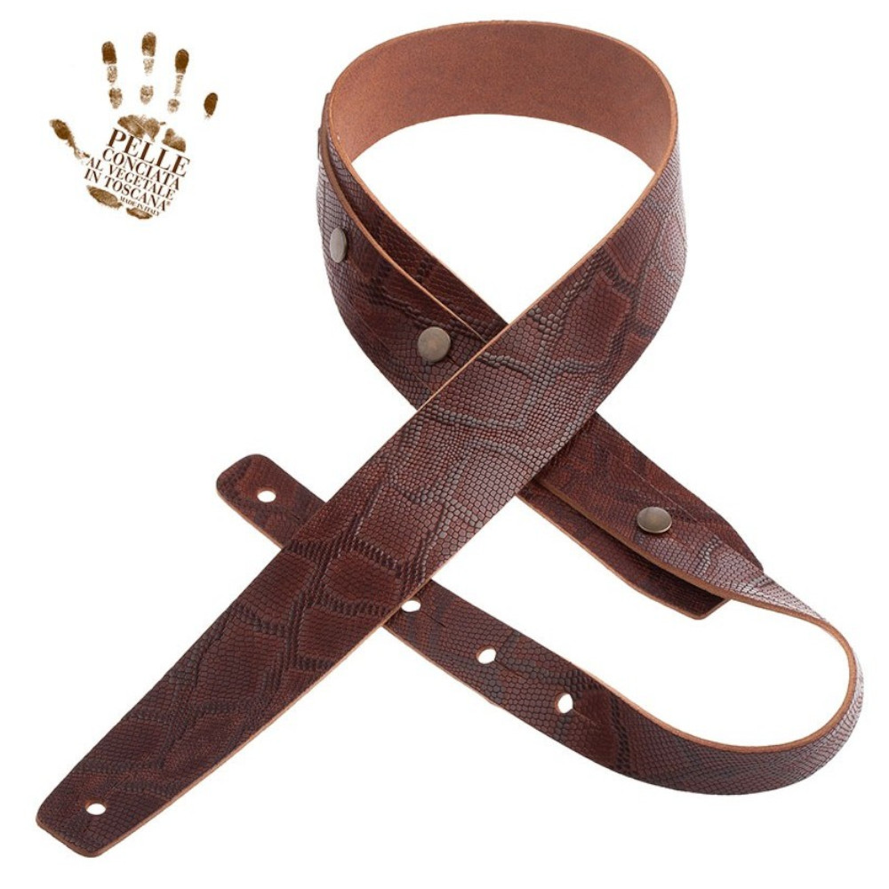Tracolla Magrabò Buttons BC Embossed Snake Marrone Scuro 5 cm