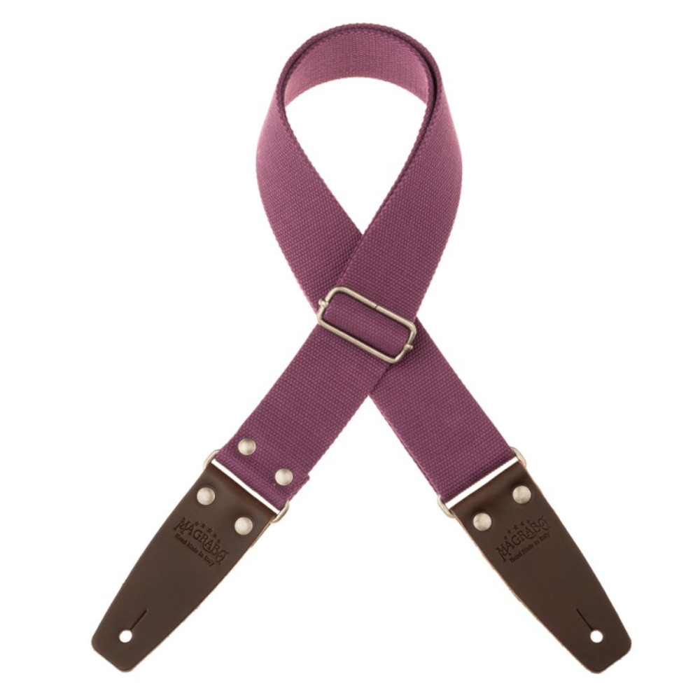 Tracolla Magrabò Stripe SC Entry Prugna 5 cm terminali Marrone fibbia Argento