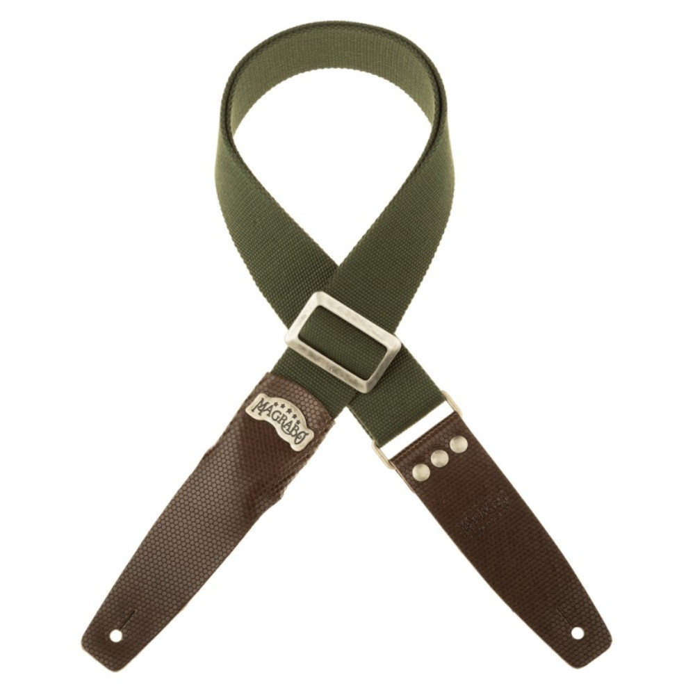 Tracolla Magrabò Stripe SC Cotton Verde 5 cm terminali Twinkle Grigio, fibbia Recta Argento