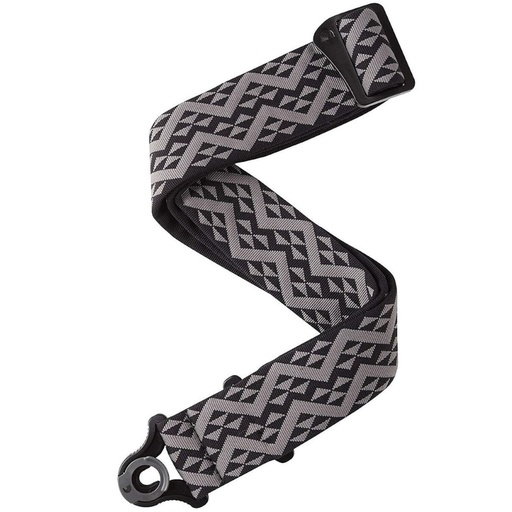 [50BAL03.] Tracolla D'Addario Auto Lock Black Padded Geometric