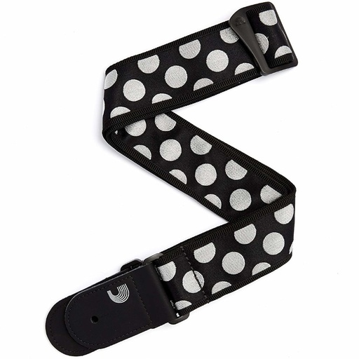 [T20W1407] Tracolla D'Addario Large Polka Dot Black Silver dots