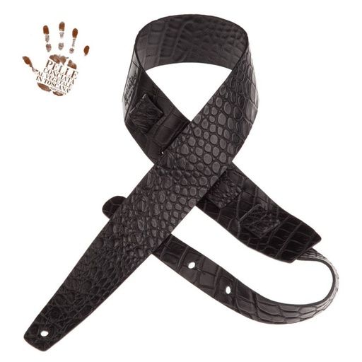 [105.607M] Tracolla Magrabò Holes HC Embossed Cocco Pros Nero 6 cm