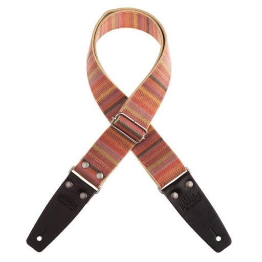 [220.040M] Tracolla Magrabò Stripe SC Retrò Mexico 5 cm terminali Nero fibbia Argento