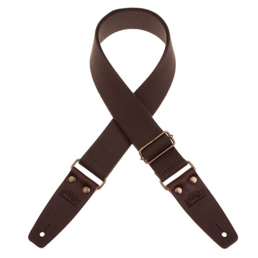 [230.211M] Tracolla Magrabò Stripe SC Entry Marrone 5 cm terminali Marrone Scuro fibbia Ottone Antico
