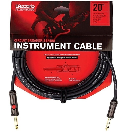 [PW-AGL-20] Cavo per strumenti D'Addario 6 m con interruttore di esclusione, connettore dritto