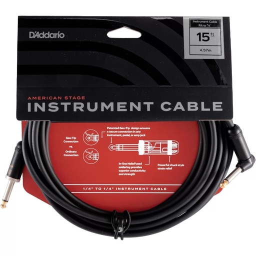 [PW-AMSGRA-15] Cavo per strumenti D'Addario American Stage 4.57 metri angolare